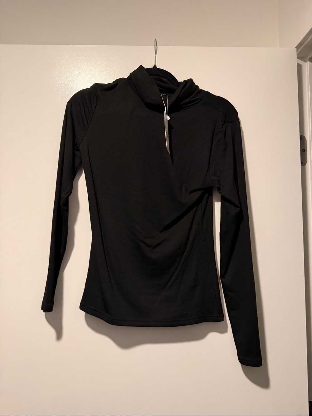 Black Long-Sleeve Mock Neck Women's Top